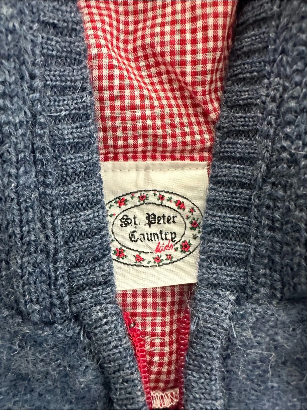 St. Peter Country Vintage 100% Wool ZipUp Sweater SZ 24M/2T Blue Deer 90s Winter